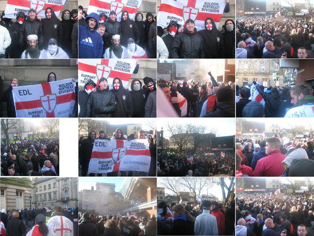 North East EDL at Preston 2010 - El Boka, Vici, Gavin Taylor and Dale masked up