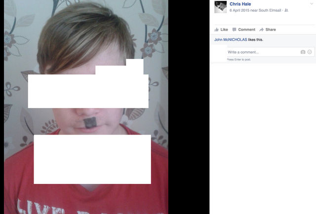 National Front's Chris Hale manipulates his own son to look like Adolf Hitler