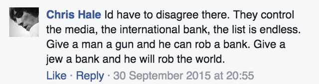 Chris Hale's anti-semitic comments