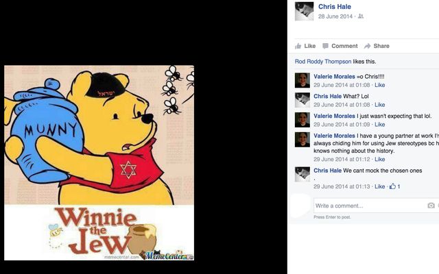 Chris Hale's anti-semitic posts and comments