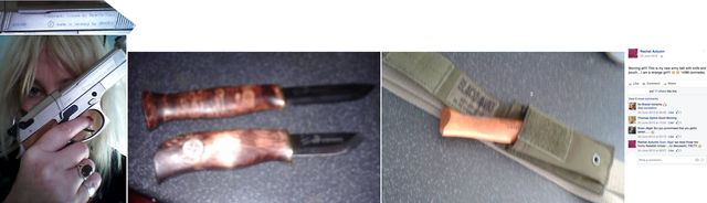 Rachel Wolff and Bodo Wolff photos with weapons, pistols and a swastika knife