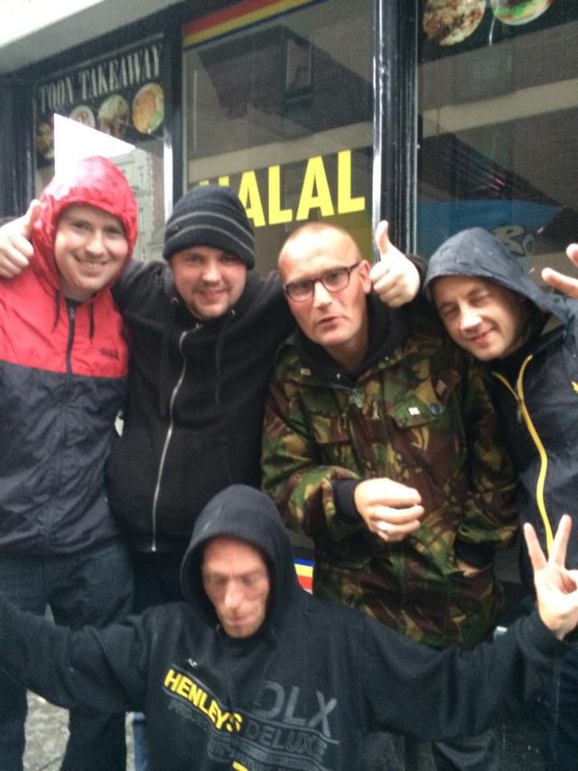 EDL Supporter Anthony Welford of Walker, Newcastle upon Tyne (far left)