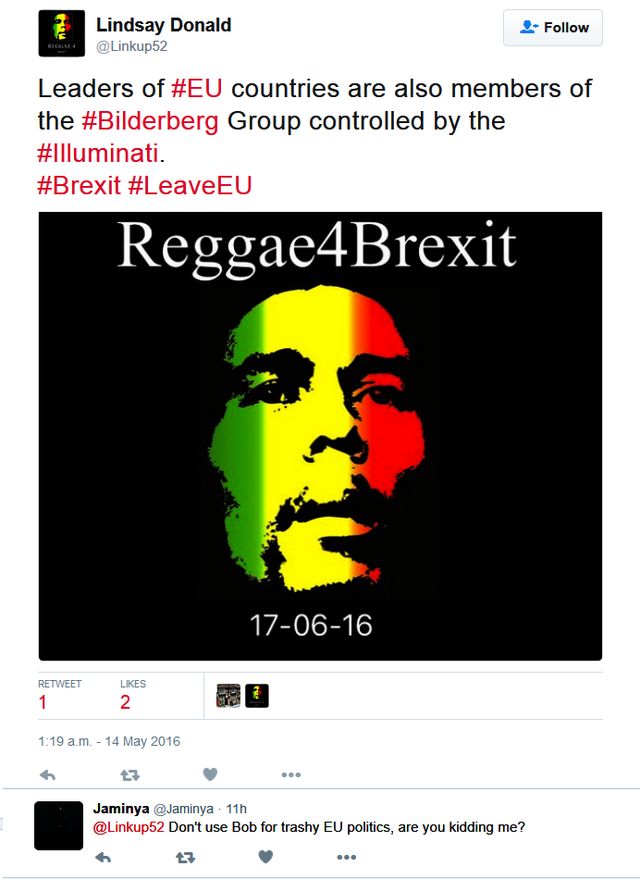 Bob Marley's Picture Used To Promote Nazi Brexit Event