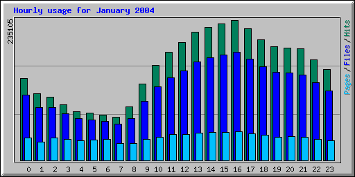 Hourly usage for January 2004